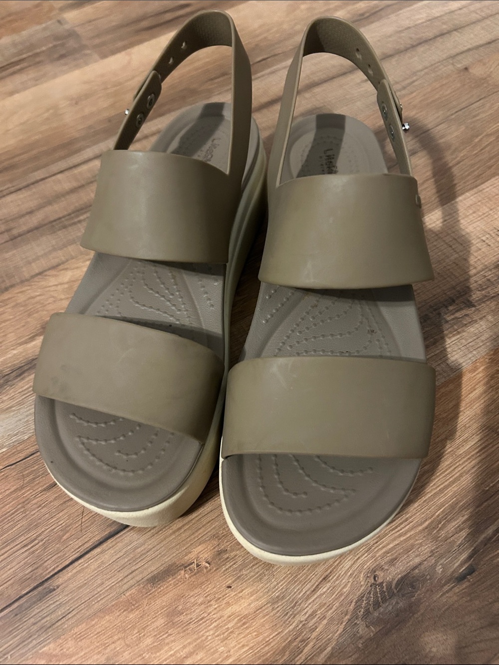 CROCS Olive Green Double Strap Slingback Sandals